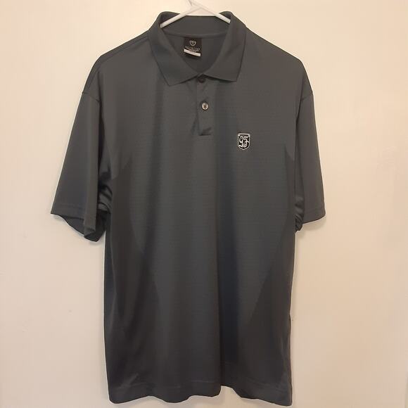 Nike Golf Shirt Mens L Gray Dri Fit 2-Button Polo Chest Embroidery Short Sleeve - Picture 1 of 9